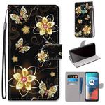 For Motorola Moto E7 Coloured Drawing Cross Texture Horizontal Flip PU Leather Case with Holder & Card Slots & Wallet & Lanyard(Gold Diamond Butterfly)