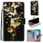 For Motorola Moto E7 Coloured Drawing Cross Texture Horizontal Flip PU Leather Case with Holder & Card Slots & Wallet & Lanyard(Golden Butterfly Group)