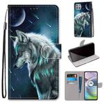 For Motorola Moto G 5G Coloured Drawing Cross Texture Horizontal Flip PU Leather Case with Holder & Card Slots & Wallet & Lanyard(Pensive Wolf)