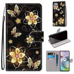 For Motorola Moto G 5G Coloured Drawing Cross Texture Horizontal Flip PU Leather Case with Holder & Card Slots & Wallet & Lanyard(Gold Diamond Butterfly)