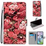 For Motorola Moto G 5G Coloured Drawing Cross Texture Horizontal Flip PU Leather Case with Holder & Card Slots & Wallet & Lanyard(Pink Rose Garden)