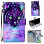 For Motorola Moto G 5G Coloured Drawing Cross Texture Horizontal Flip PU Leather Case with Holder & Card Slots & Wallet & Lanyard(Tiger Drinking Water)