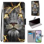 For Motorola Moto G 5G Coloured Drawing Cross Texture Horizontal Flip PU Leather Case with Holder & Card Slots & Wallet & Lanyard(Fission Lion)