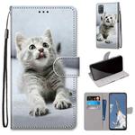 For OPPO A52 / A92 / A72 Coloured Drawing Cross Texture Horizontal Flip PU Leather Case with Holder & Card Slots & Wallet & Lanyard(Small Gray Cat)