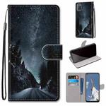 For OPPO A52 / A92 / A72 Coloured Drawing Cross Texture Horizontal Flip PU Leather Case with Holder & Card Slots & Wallet & Lanyard(Mountain Road Starry Sky)