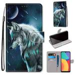 For Alcatel 1L (2021) Coloured Drawing Cross Texture Horizontal Flip PU Leather Case with Holder & Card Slots & Wallet & Lanyard(Pensive Wolf)