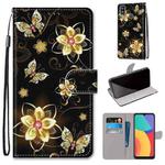 For Alcatel 1L (2021) Coloured Drawing Cross Texture Horizontal Flip PU Leather Case with Holder & Card Slots & Wallet & Lanyard(Gold Diamond Butterfly)