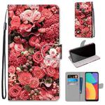 For Alcatel 1L (2021) Coloured Drawing Cross Texture Horizontal Flip PU Leather Case with Holder & Card Slots & Wallet & Lanyard(Pink Rose Garden)