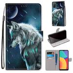 For Alcatel 1S 2021 / 3L 2021 Coloured Drawing Cross Texture Horizontal Flip PU Leather Case with Holder & Card Slots & Wallet & Lanyard(Pensive Wolf)