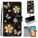 For Alcatel 1S 2021 / 3L 2021 Coloured Drawing Cross Texture Horizontal Flip PU Leather Case with Holder & Card Slots & Wallet & Lanyard(Gold Diamond Butterfly)