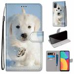 For Alcatel 1S 2021 / 3L 2021 Coloured Drawing Cross Texture Horizontal Flip PU Leather Case with Holder & Card Slots & Wallet & Lanyard(Snow Puppy)