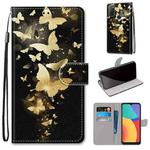 For Alcatel 1S 2021 / 3L 2021  Coloured Drawing Cross Texture Horizontal Flip PU Leather Case with Holder & Card Slots & Wallet & Lanyard(Golden Butterfly Group)