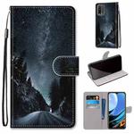 For Xiaomi Redmi Note 9 4G / 9 Power Coloured Drawing Cross Texture Horizontal Flip PU Leather Case with Holder & Card Slots & Wallet & Lanyard(Mountain Road Starry Sky)