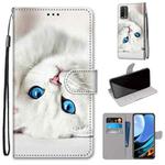 For Xiaomi Redmi Note 9 4G / 9 Power Coloured Drawing Cross Texture Horizontal Flip PU Leather Case with Holder & Card Slots & Wallet & Lanyard(White Kitten)