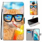 For Xiaomi Redmi Note 9T / Note 9 5G Coloured Drawing Cross Texture Horizontal Flip PU Leather Case with Holder & Card Slots & Wallet & Lanyard(Cat Drinking Soda)