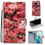 For Xiaomi Redmi Note 9T / Note 9 5G Coloured Drawing Cross Texture Horizontal Flip PU Leather Case with Holder & Card Slots & Wallet & Lanyard(Pink Rose Garden)