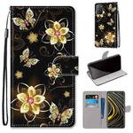 For Xiaomi Poco M3 Coloured Drawing Cross Texture Horizontal Flip PU Leather Case with Holder & Card Slots & Wallet & Lanyard(Gold Diamond Butterfly)