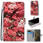 For Xiaomi Poco M3 Coloured Drawing Cross Texture Horizontal Flip PU Leather Case with Holder & Card Slots & Wallet & Lanyard(Pink Rose Garden)