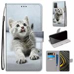 For Xiaomi Poco M3 Coloured Drawing Cross Texture Horizontal Flip PU Leather Case with Holder & Card Slots & Wallet & Lanyard(Small Gray Cat)