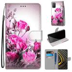 For Xiaomi Poco M3 Coloured Drawing Cross Texture Horizontal Flip PU Leather Case with Holder & Card Slots & Wallet & Lanyard(Color Bottom Hollow Flower)