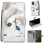 For Xiaomi Poco M3 Coloured Drawing Cross Texture Horizontal Flip PU Leather Case with Holder & Card Slots & Wallet & Lanyard(White Kitten)