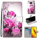 For Xiaomi Poco X3 NFC Coloured Drawing Cross Texture Horizontal Flip PU Leather Case with Holder & Card Slots & Wallet & Lanyard(Wild Rose)