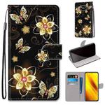 For Xiaomi Poco X3 NFC Coloured Drawing Cross Texture Horizontal Flip PU Leather Case with Holder & Card Slots & Wallet & Lanyard(Gold Diamond Butterfly)