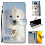 For Xiaomi Poco X3 NFC Coloured Drawing Cross Texture Horizontal Flip PU Leather Case with Holder & Card Slots & Wallet & Lanyard(Snow Puppy)