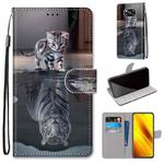 For Xiaomi Poco X3 NFC Coloured Drawing Cross Texture Horizontal Flip PU Leather Case with Holder & Card Slots & Wallet & Lanyard(Cat Becomes Tiger)