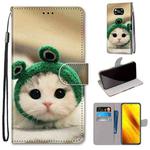 For Xiaomi Poco X3 NFC Coloured Drawing Cross Texture Horizontal Flip PU Leather Case with Holder & Card Slots & Wallet & Lanyard(Frog Kitten)