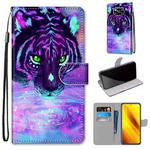 For Xiaomi Poco X3 NFC Coloured Drawing Cross Texture Horizontal Flip PU Leather Case with Holder & Card Slots & Wallet & Lanyard(Tiger Drinking Water)