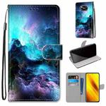 For Xiaomi Poco X3 NFC Coloured Drawing Cross Texture Horizontal Flip PU Leather Case with Holder & Card Slots & Wallet & Lanyard(Colorful Clouds)