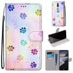 For Nokia 2.4 Coloured Drawing Cross Texture Horizontal Flip PU Leather Case with Holder & Card Slots & Wallet & Lanyard(Footprint Water Drops)