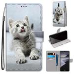 For Nokia 2.4 Coloured Drawing Cross Texture Horizontal Flip PU Leather Case with Holder & Card Slots & Wallet & Lanyard(Small Gray Cat)