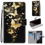 For Nokia 2.4 Coloured Drawing Cross Texture Horizontal Flip PU Leather Case with Holder & Card Slots & Wallet & Lanyard(Golden Butterfly Group)