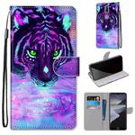 For Nokia 2.4 Coloured Drawing Cross Texture Horizontal Flip PU Leather Case with Holder & Card Slots & Wallet & Lanyard(Tiger Drinking Water)