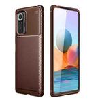 For Xiaomi Redmi Note 10 Pro / Note 10 Pro Max Carbon Fiber Texture Shockproof TPU Case(Brown)