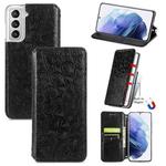 For Samsung Galaxy S21 5G Blooming Mandala Embossed Pattern Magnetic Horizontal Flip Leather Case with Holder & Card Slots & Wallet(Black)