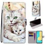 For LG Stylo 7 5G Coloured Drawing Cross Texture Horizontal Flip PU Leather Case with Holder & Card Slots & Wallet & Lanyard(Big Cat Holding Kitten)
