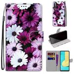 For LG Stylo 7 5G Coloured Drawing Cross Texture Horizontal Flip PU Leather Case with Holder & Card Slots & Wallet & Lanyard(Chrysanthemum Pink White Purple)