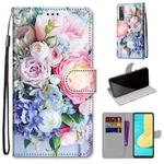 For LG Stylo 7 5G Coloured Drawing Cross Texture Horizontal Flip PU Leather Case with Holder & Card Slots & Wallet & Lanyard(Light Pink Bouquet)
