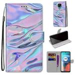 For Motorola Moto E7 Coloured Drawing Cross Texture Horizontal Flip PU Leather Case with Holder & Card Slots & Wallet & Lanyard(Fluorescent Water Texture)