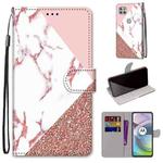 For Motorola Moto G 5G Coloured Drawing Cross Texture Horizontal Flip PU Leather Case with Holder & Card Slots & Wallet & Lanyard(Pink Stone Texture)