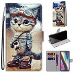 For Motorola Moto G 5G Plus Coloured Drawing Cross Texture Horizontal Flip PU Leather Case with Holder & Card Slots & Wallet & Lanyard(Leather Shoes Cat)