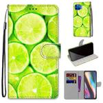 For Motorola Moto G 5G Plus Coloured Drawing Cross Texture Horizontal Flip PU Leather Case with Holder & Card Slots & Wallet & Lanyard(Green Lemon)