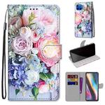 For Motorola Moto G 5G Plus Coloured Drawing Cross Texture Horizontal Flip PU Leather Case with Holder & Card Slots & Wallet & Lanyard(Light Pink Bouquet)