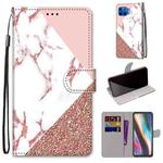 For Motorola Moto G 5G Plus Coloured Drawing Cross Texture Horizontal Flip PU Leather Case with Holder & Card Slots & Wallet & Lanyard(Pink Stone Texture)