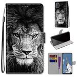 For OPPO A52 / A92 / A72 Coloured Drawing Cross Texture Horizontal Flip PU Leather Case with Holder & Card Slots & Wallet & Lanyard(Black White Lion Head)