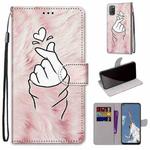For OPPO A52 / A92 / A72 Coloured Drawing Cross Texture Horizontal Flip PU Leather Case with Holder & Card Slots & Wallet & Lanyard(Pink Hands Heart)