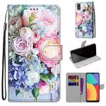 For Alcatel 1L (2021) Coloured Drawing Cross Texture Horizontal Flip PU Leather Case with Holder & Card Slots & Wallet & Lanyard(Light Pink Bouquet)
